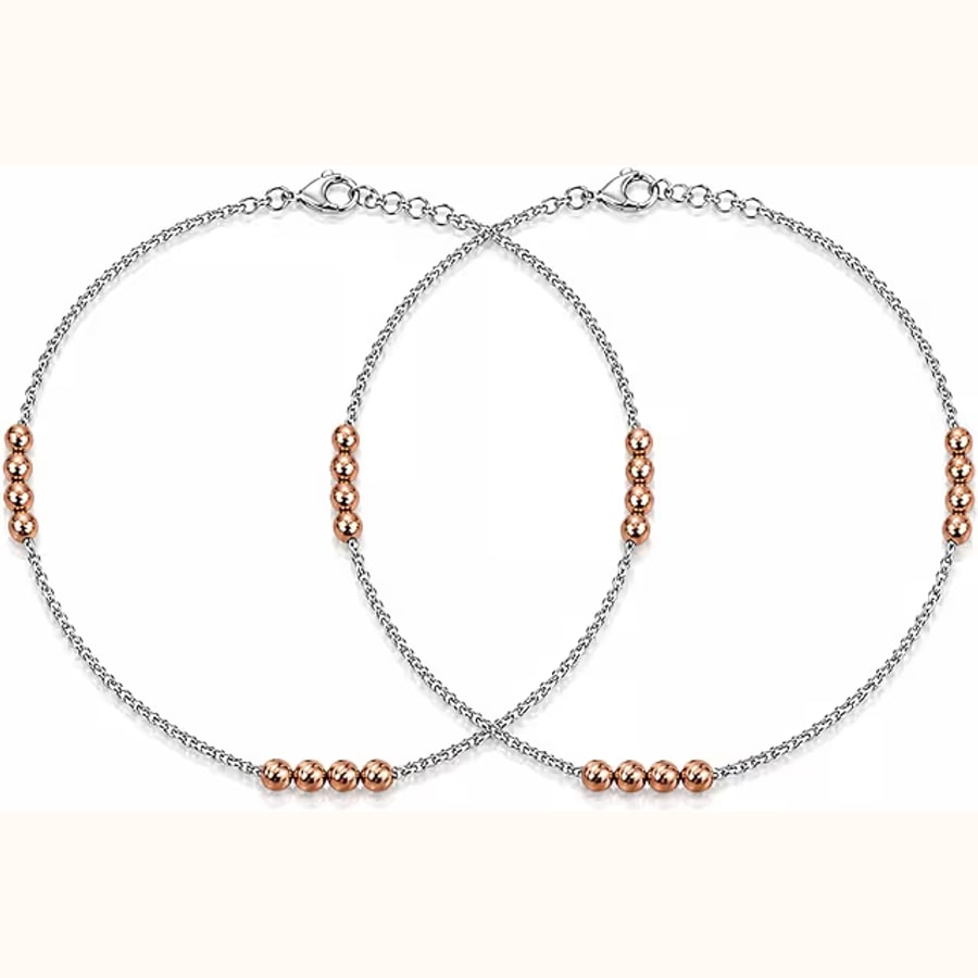 Dual Tone Anklet Style 13 925 sterling silver jewellery