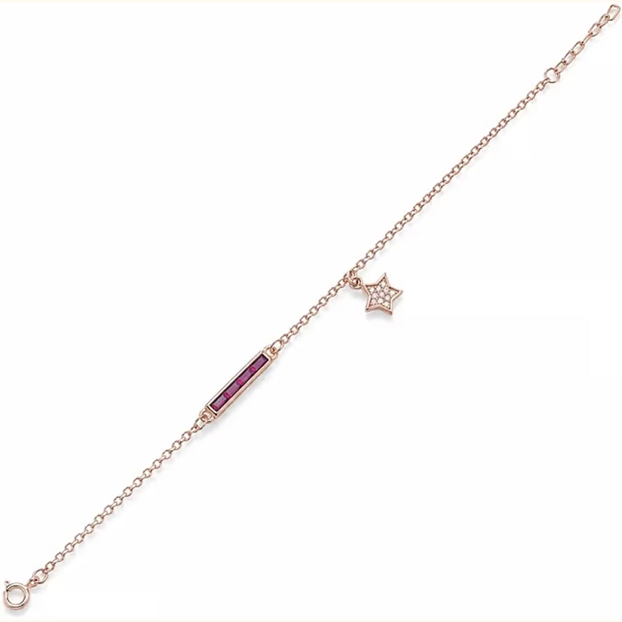 Pink Bar Star Charm Bracelet Style 4 925 sterling silver jewellery