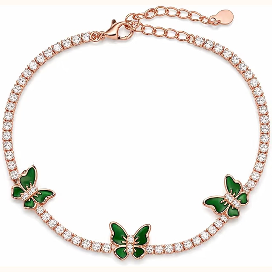 Rose Gold Butterfly Flower Bracelet Style 5 925 sterling silver jewellery