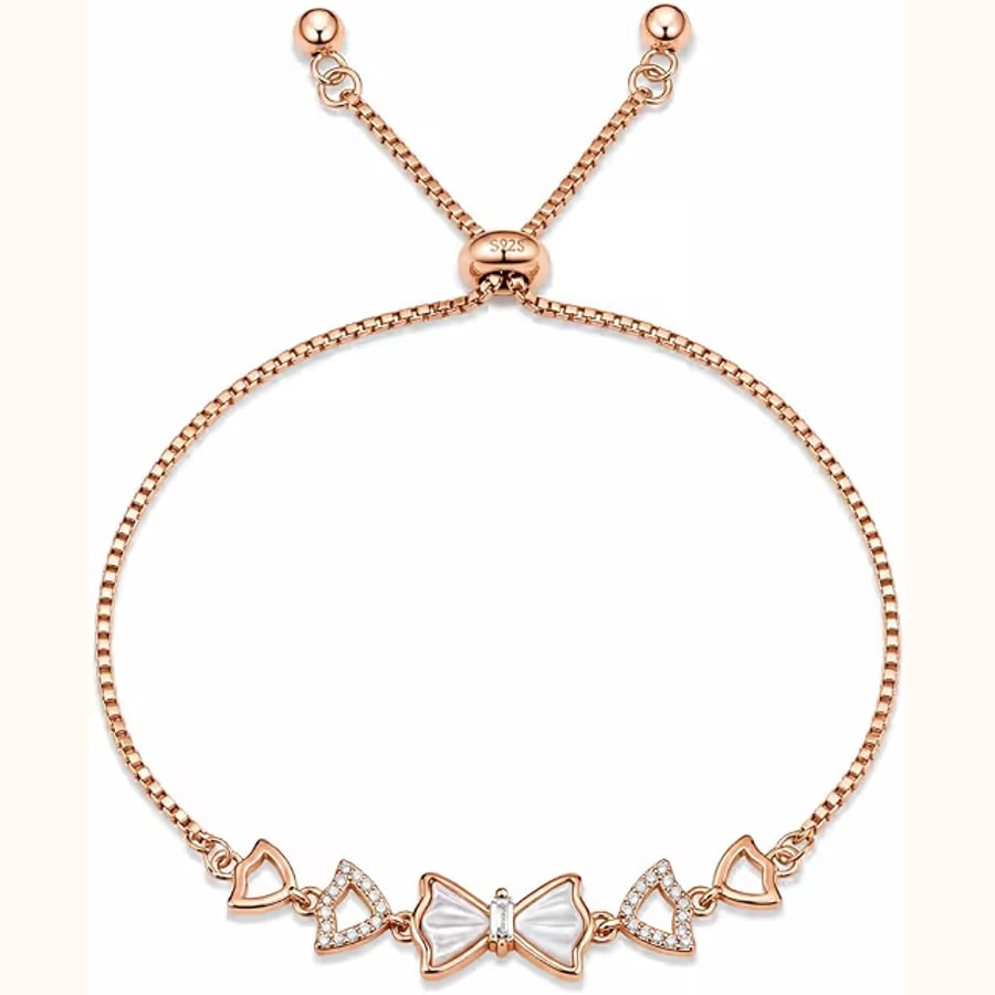 Rose Gold Butterfly Flower Bracelet Style 6 925 sterling silver jewellery
