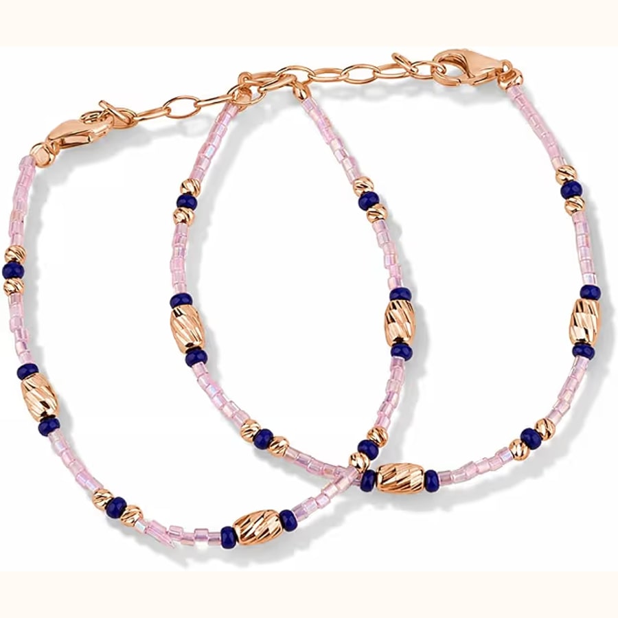 White Stone Beaded Bracelet Pair 925 sterling silver jewellery
