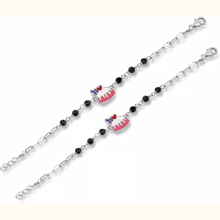 White Stone Beaded Bracelet Pair Style 5 925 sterling silver jewellery