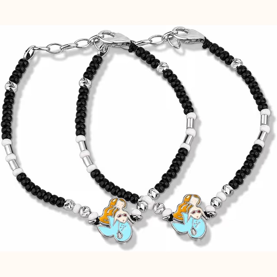 White Stone Beaded Bracelet Pair Style 7 925 sterling silver jewellery
