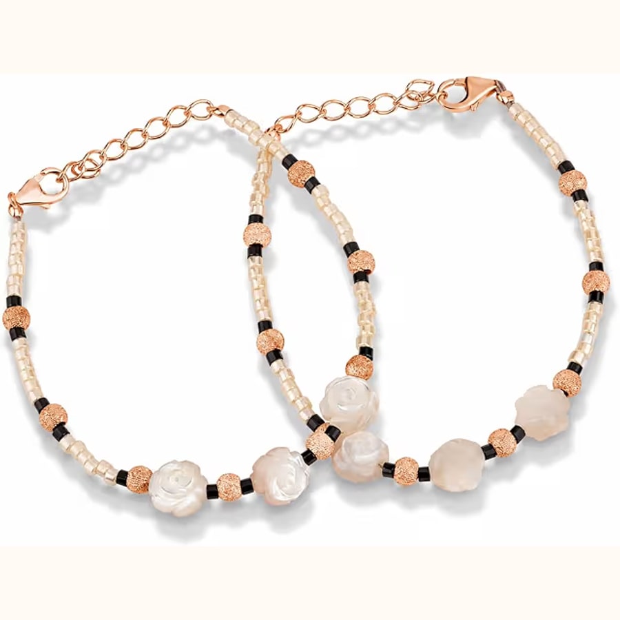White Stone Beaded Bracelet Pair Style 10 925 sterling silver jewellery