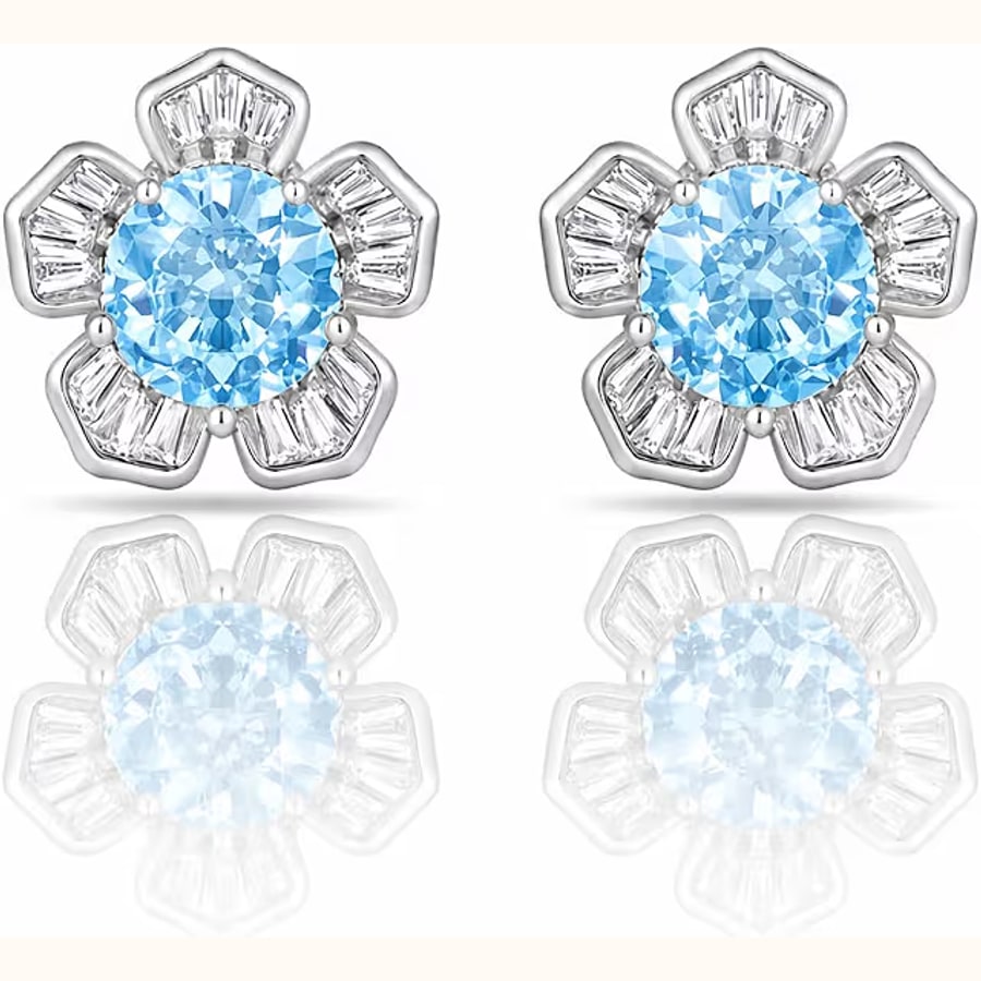 Luxury Dual Tone CZ Earrings 925 sterling silver jewellery