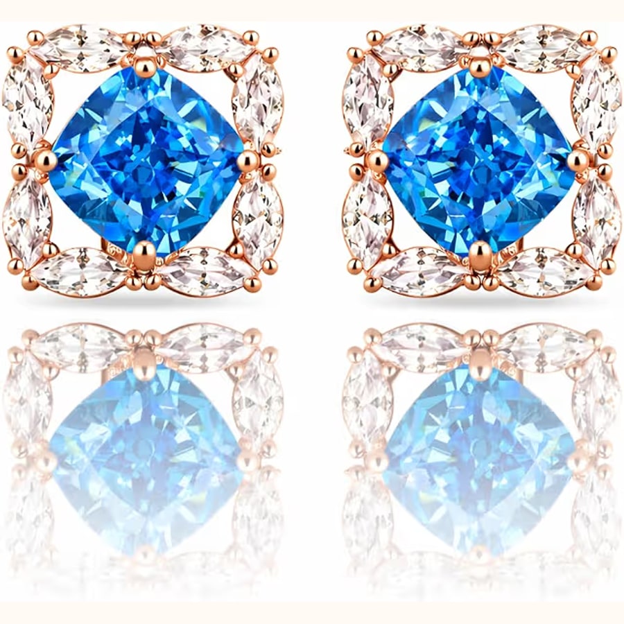 Luxury Dual Tone CZ Earrings Style 2 925 sterling silver jewellery