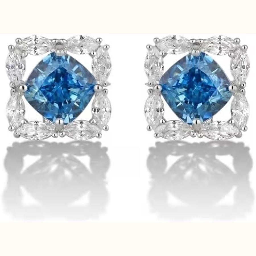 Luxury Dual Tone CZ Earrings Style 3 925 sterling silver jewellery