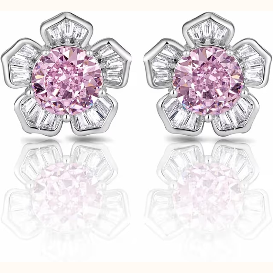 Luxury Dual Tone CZ Earrings Style 5 925 sterling silver jewellery
