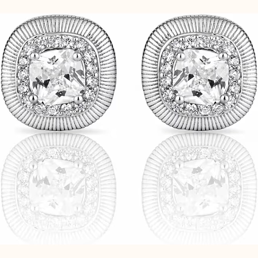 Luxury Dual Tone CZ Earrings Style 6 925 sterling silver jewellery
