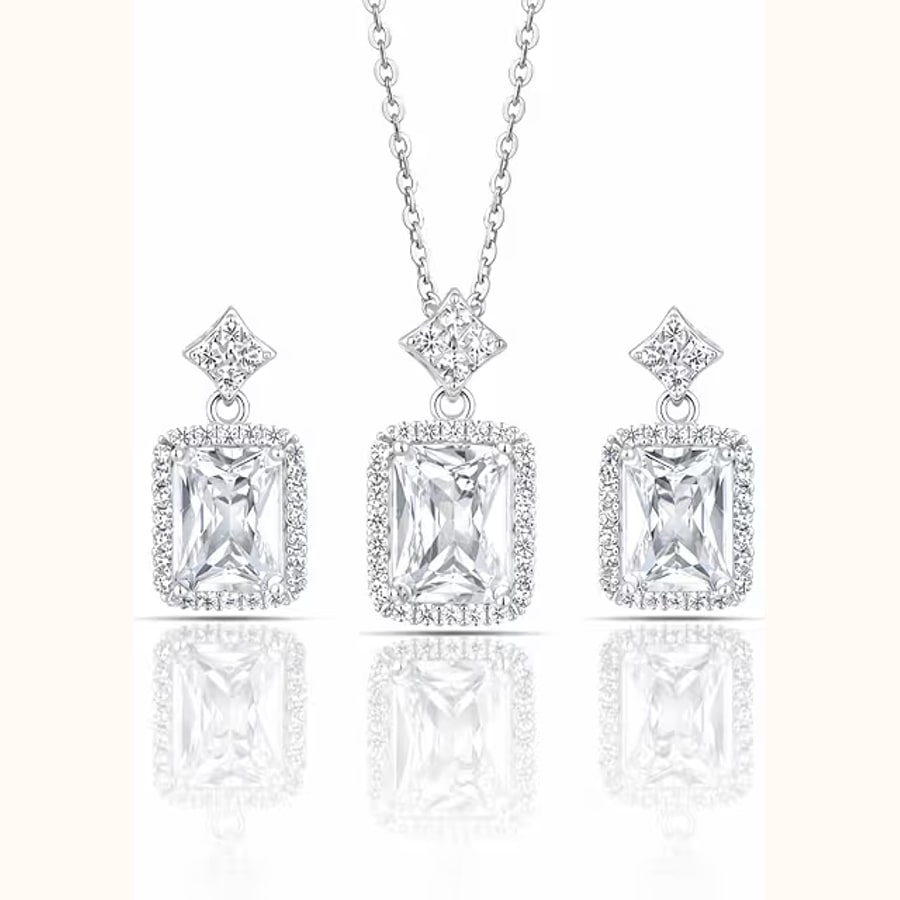 Azure Blue Stone Pendant Set Style 6 925 sterling silver jewellery