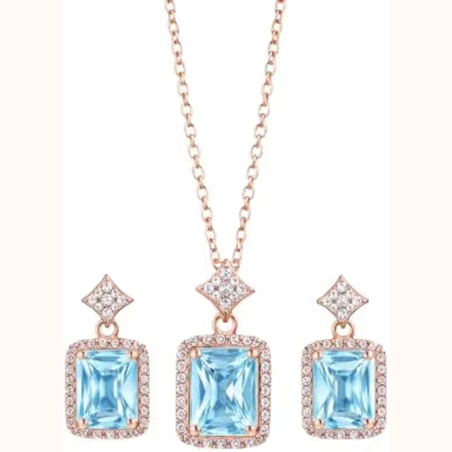 Azure Blue Stone Pendant Set Style 9 925 sterling silver jewellery