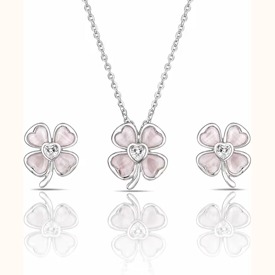 Floral CZ Pendant Set 925 sterling silver jewellery