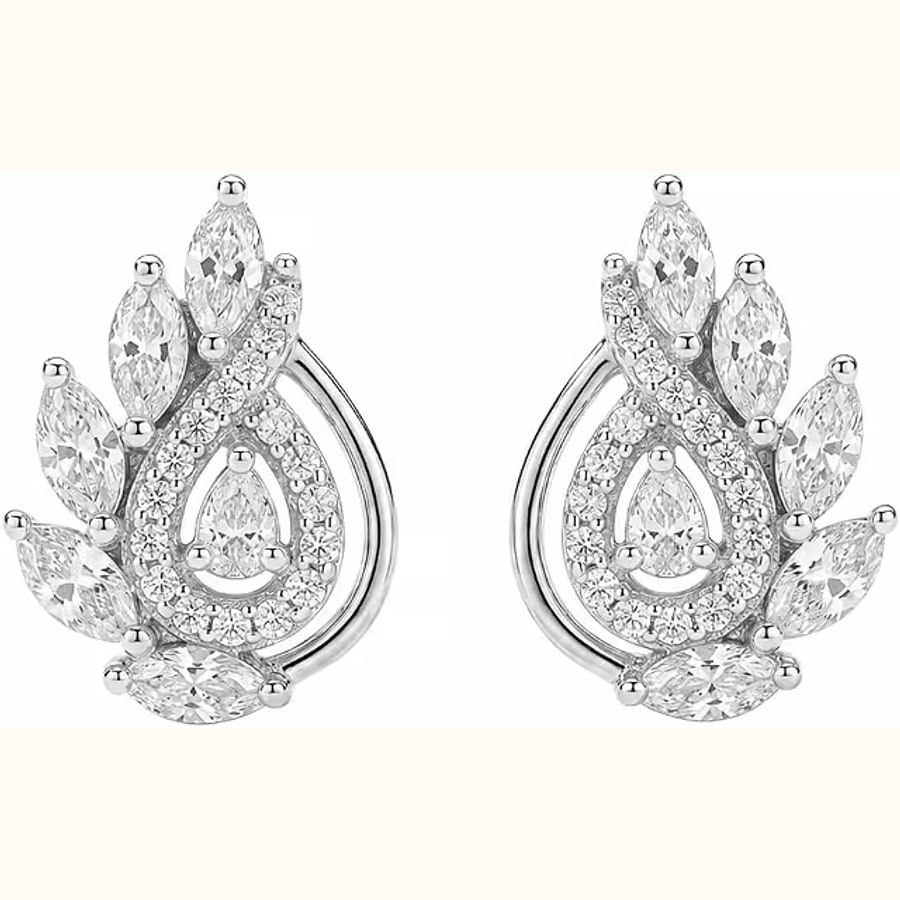 Leaf Swirl Stud Earrings 925 sterling silver jewellery