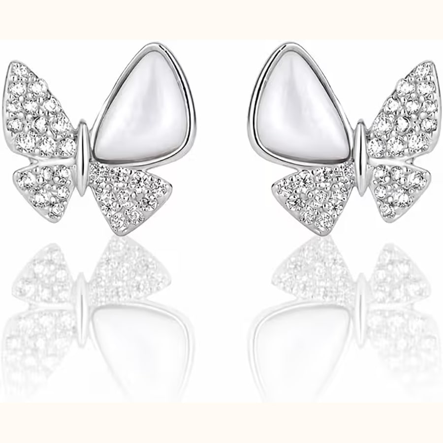 Dual Tone CZ Earrings Style 2 925 sterling silver jewellery