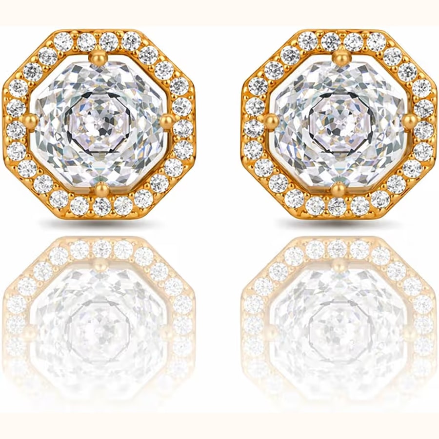 Dual Tone CZ Earrings Style 4 925 sterling silver jewellery
