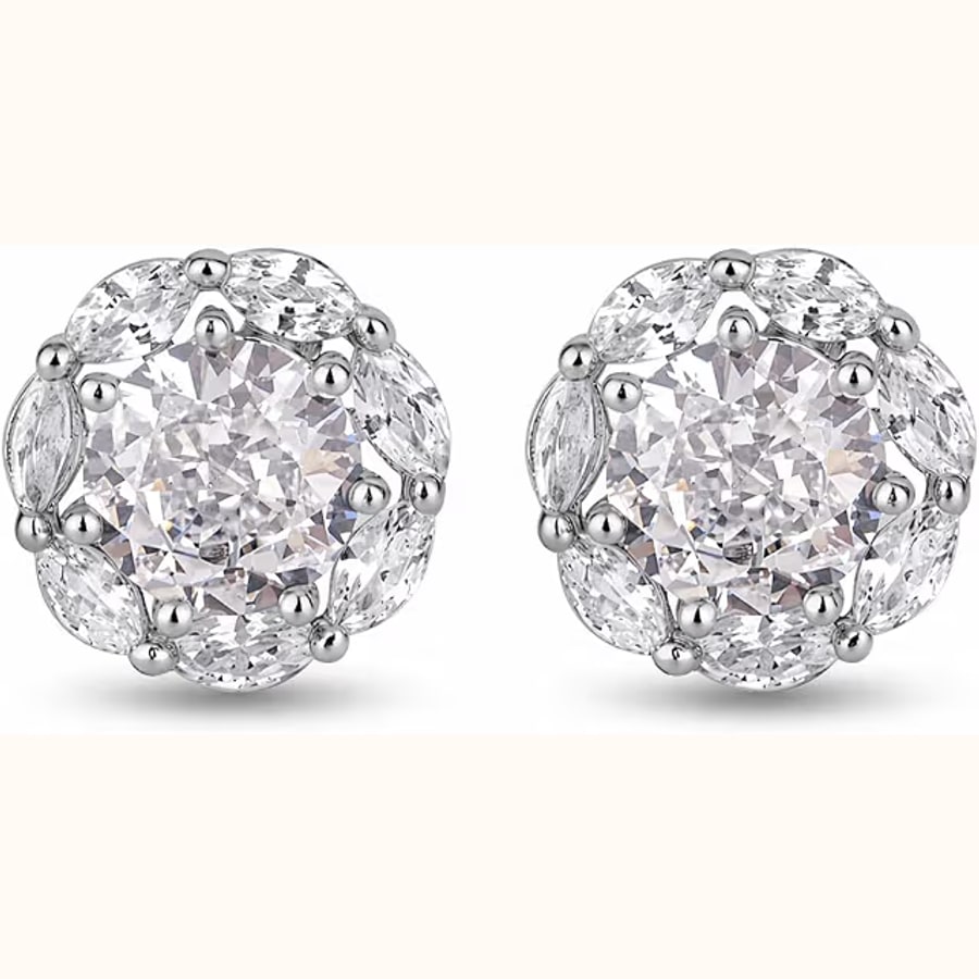 Dual Tone CZ Earrings Style 5 925 sterling silver jewellery