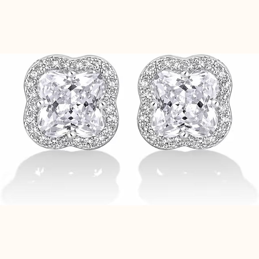 Dual Tone CZ Earrings Style 6 925 sterling silver jewellery