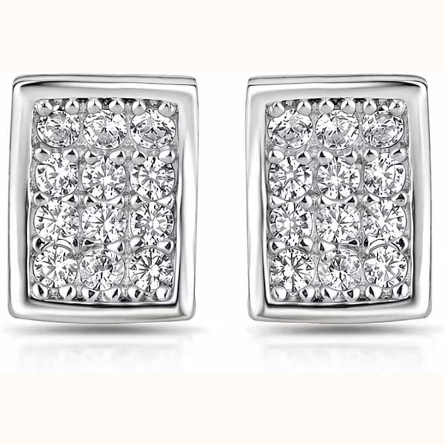 Dual Tone CZ Earrings Style 7 925 sterling silver jewellery