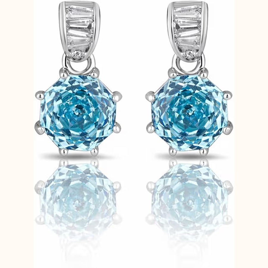 Dual Tone CZ Earrings Style 8 925 sterling silver jewellery