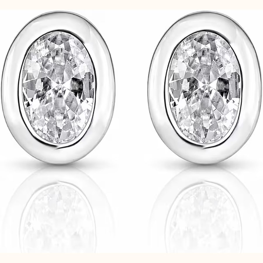 Dual Tone CZ Earrings Style 9 925 sterling silver jewellery