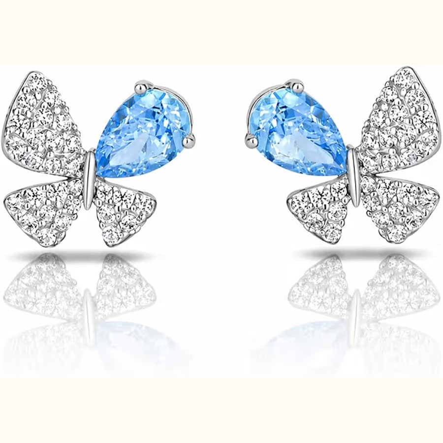 Dual Tone CZ Earrings Style 11 925 sterling silver jewellery