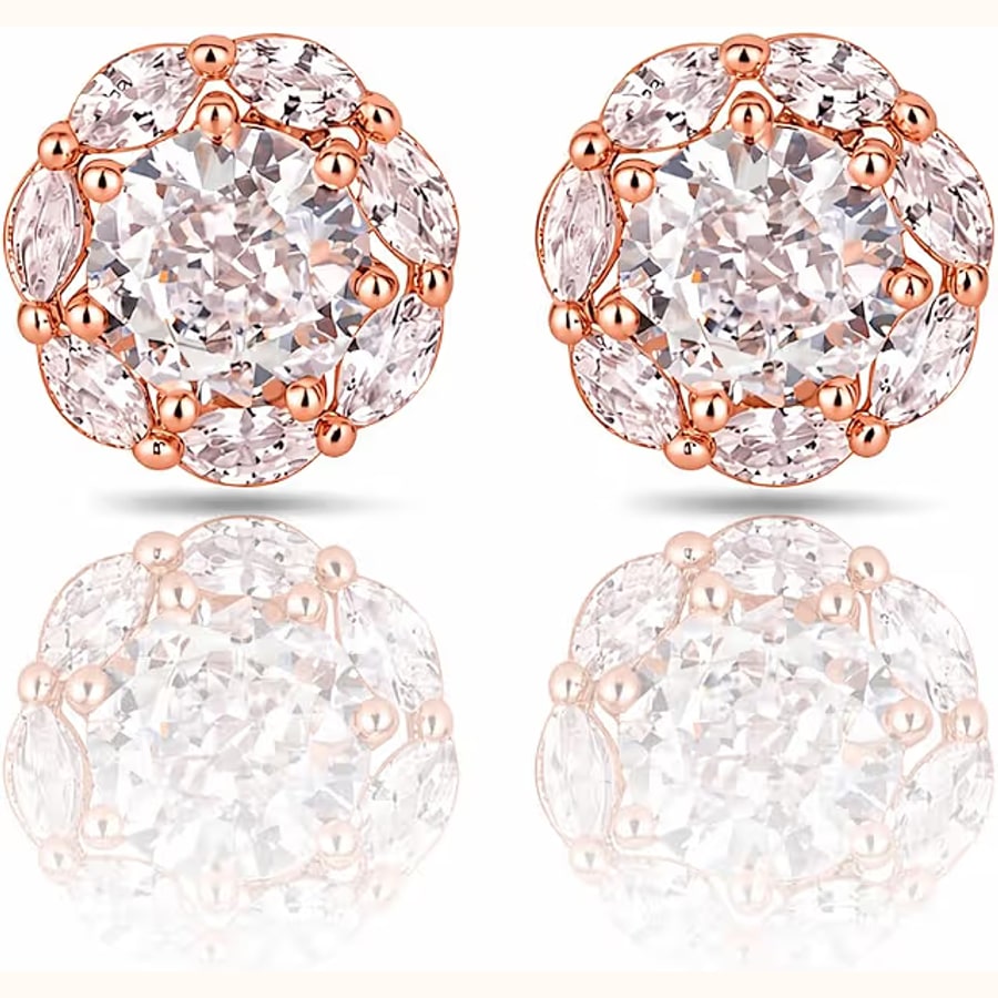Dual Tone CZ Earrings Style 12 925 sterling silver jewellery