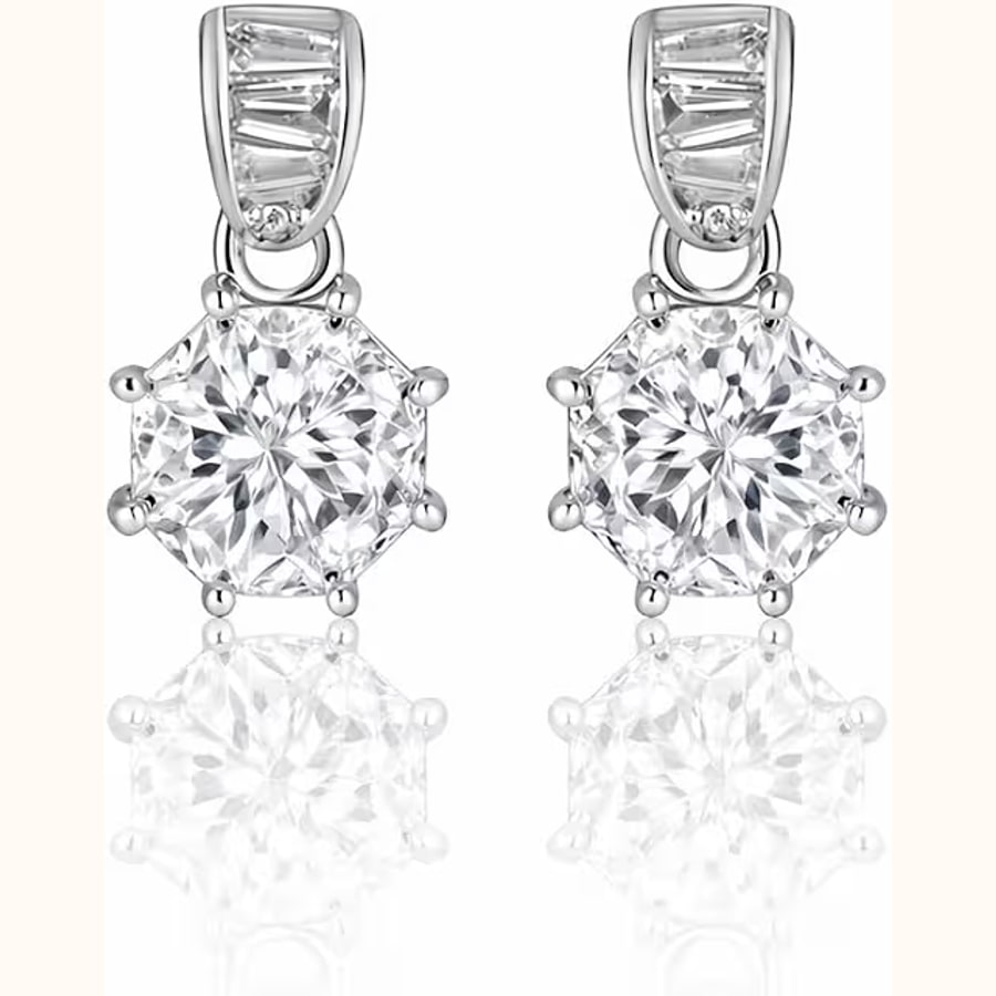 Dual Tone CZ Earrings Style 15 925 sterling silver jewellery