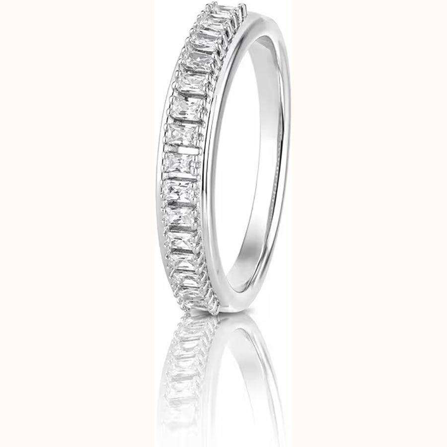 Infinity Curve Diamond Ring Premium CZ Studded Slim Band Style 2 925 sterling silver jewellery