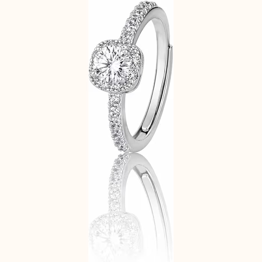 Pink Cushion Cut CZ Ring Crystal Ring Adjustable Style 4 925 sterling silver jewellery
