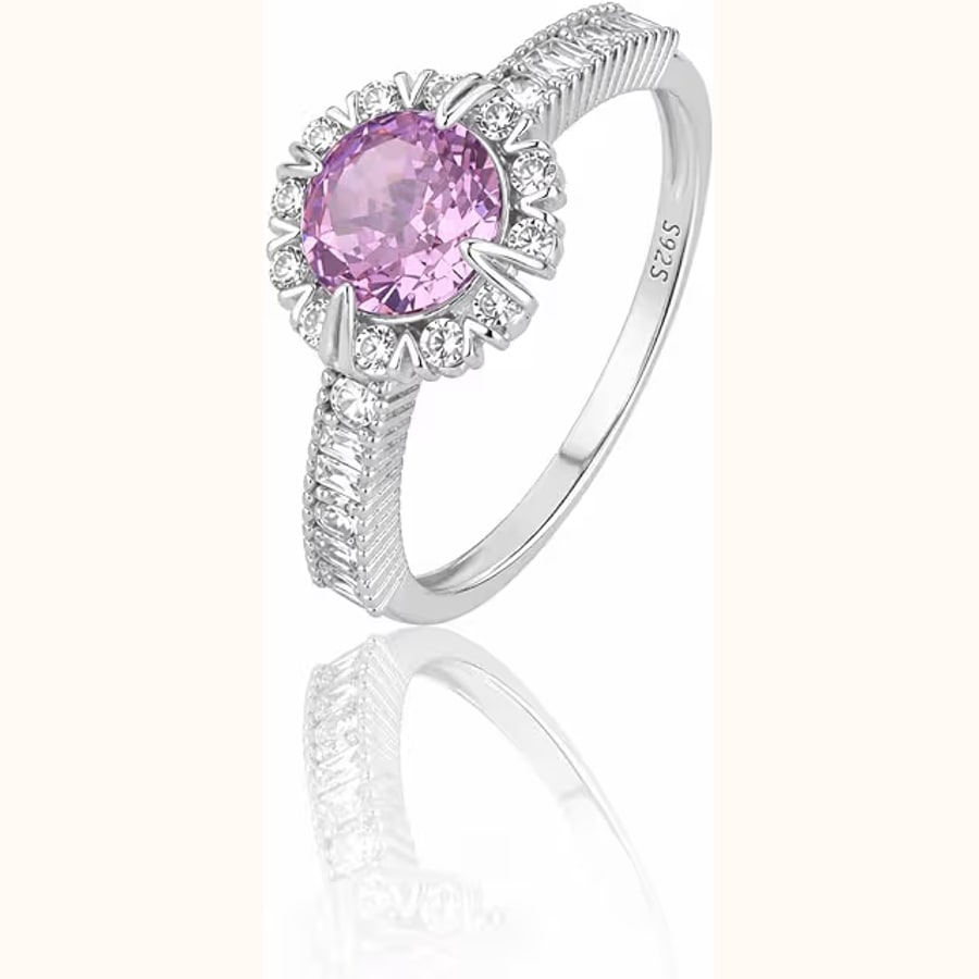 Pink Cushion Cut CZ Ring Crystal Ring Adjustable Style 14 925 sterling silver jewellery