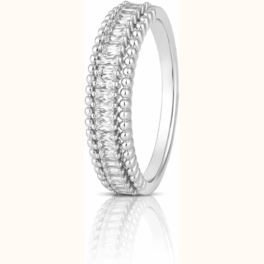 White Oval CZ Adjustable Ring Sparkling CZ Solitaire Ring Style 9 925 sterling silver jewellery