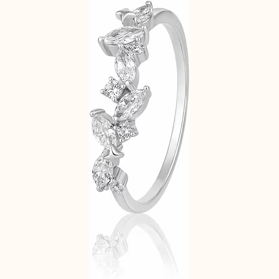 White Oval CZ Adjustable Ring Sparkling CZ Solitaire Ring Style 10 925 sterling silver jewellery